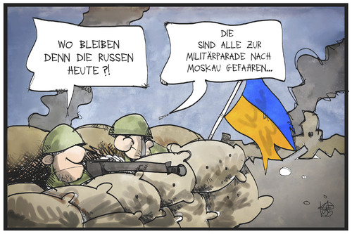 Cartoon: Russland-Ukraine (medium) by Kostas Koufogiorgos tagged karikatur,koufogiorgos,illustration,cartoon,russland,ukraine,frieden,krieg,militär,parade,soldat,graben,front,konflikt,moskau,politik,karikatur,koufogiorgos,illustration,cartoon,russland,ukraine,frieden,krieg,militär,parade,soldat,graben,front,konflikt,moskau,politik