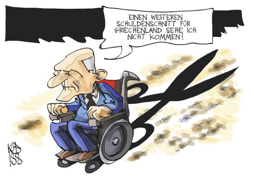 Cartoon: Schuldenschnitt (medium) by Kostas Koufogiorgos tagged schäuble,griechenland,schuldenschnitt,haircut,hilfe,euro,krise,europa,karikatur,koufogiorgos,schäuble,griechenland,schuldenschnitt,haircut,hilfe,euro,krise,europa,karikatur,koufogiorgos