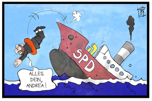 Cartoon: Schulz geht von Bord (medium) by Kostas Koufogiorgos tagged karikatur,koufogiorgos,illustration,cartoon,spd,schiff,dampfer,schulz,nahles,sprung,rettung,abgang,sinken,untergang,politik,partei,parteikvorsitz,sozialdemokratie,karikatur,koufogiorgos,illustration,cartoon,spd,schiff,dampfer,schulz,nahles,sprung,rettung,abgang,sinken,untergang,politik,partei,parteikvorsitz,sozialdemokratie