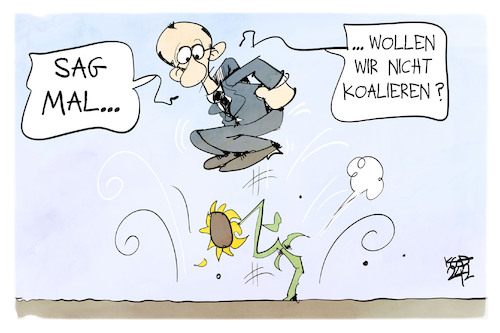 Cartoon: Schwarz-Grün (medium) by Kostas Koufogiorgos tagged karikatur,koufogiorgos,merz,gruene,schwarz,koalition,cdu,karikatur,koufogiorgos,merz,gruene,schwarz,koalition,cdu