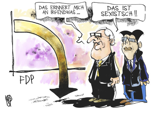 Cartoon: Sexismus-Debatte (medium) by Kostas Koufogiorgos tagged brüderle,rösler,fdp,sexismus,aufschrei,debatte,umfrage,kurve,karikatur,kostas,koufogiorgos,brüderle,rösler,fdp,sexismus,aufschrei,debatte,umfrage,kurve,karikatur,kostas,koufogiorgos