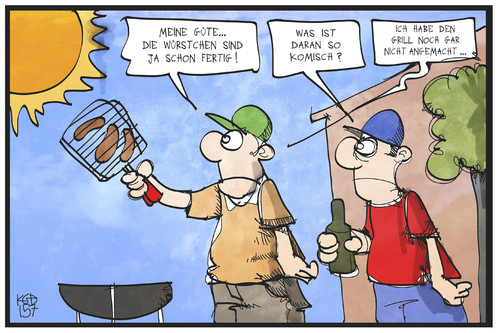 Cartoon: Sommerhitze in Deutschland (medium) by Kostas Koufogiorgos tagged karikatur,koufogiorgos,illustration,cartoon,sommer,hitze,hitzewelle,grillen,würstchen,sonne,essen,grill,wetter,klima,karikatur,koufogiorgos,illustration,cartoon,sommer,hitze,hitzewelle,grillen,würstchen,sonne,essen,grill,wetter,klima