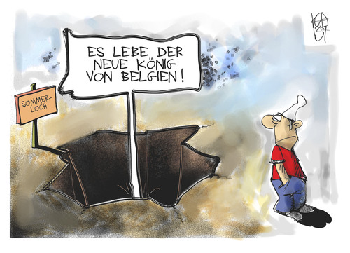 Cartoon: Sommerloch (medium) by Kostas Koufogiorgos tagged belgien,philippe,sommerloch,könig,thronwechsel,michel,karikatur,koufogiorgos,belgien,philippe,sommerloch,könig,thronwechsel,michel,karikatur,koufogiorgos