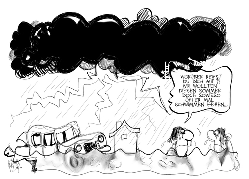 Cartoon: Sommerwetter (medium) by Kostas Koufogiorgos tagged sommer,gewitter,unwetter,wetter,schwimmen,deutschland,umwelt,karikatur,kostas,koufogiorgos,sommer,gewitter,unwetter,wetter,schwimmen,deutschland,umwelt