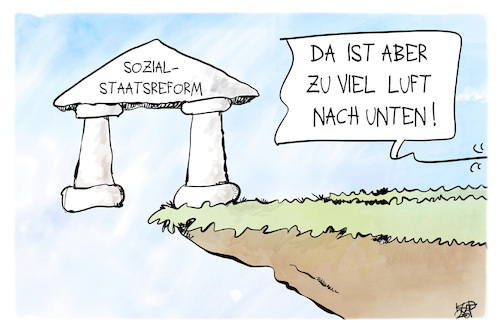 Cartoon: Sozialstaatsreform (medium) by Kostas Koufogiorgos tagged karikatur,koufogiorgos,sozialstaatsreform,säule,luft,abgrund,karikatur,koufogiorgos,sozialstaatsreform,säule,luft,abgrund
