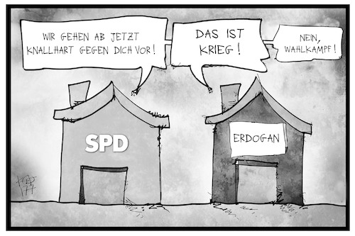 Cartoon: SPD-Wahlkampf (medium) by Kostas Koufogiorgos tagged karikatur,koufogiorgos,illustration,cartoon,spd,wahlkampf,erdogan,krieg,diplomatie,konflikt,tuerkei,partei,karikatur,koufogiorgos,illustration,cartoon,spd,wahlkampf,erdogan,krieg,diplomatie,konflikt,tuerkei,partei