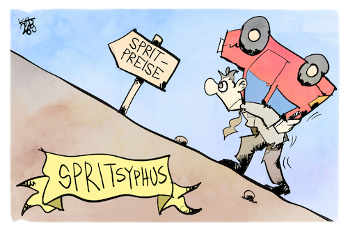 Cartoon: Spritpreise (medium) by Kostas Koufogiorgos tagged karikatur,koufogiorgos,spritpreis,sisyphus,kosten,auto,benzin,diesel,karikatur,koufogiorgos,spritpreis,sisyphus,kosten,auto,benzin,diesel