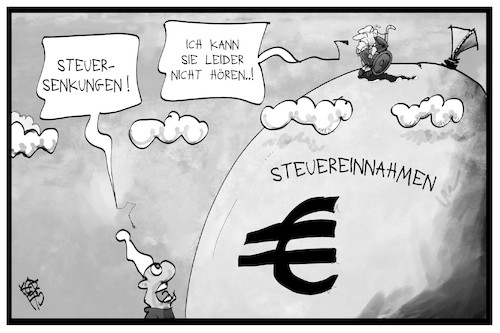 Cartoon: Steuersenkungen (medium) by Kostas Koufogiorgos tagged karikatur,koufogiorgos,illustration,cartoon,steuern,steuersenkung,schaeuble,geldsack,berg,michel,steuereinnahmen,steuerzahler,wirtschaft,karikatur,koufogiorgos,illustration,cartoon,steuern,steuersenkung,schaeuble,geldsack,berg,michel,steuereinnahmen,steuerzahler,wirtschaft