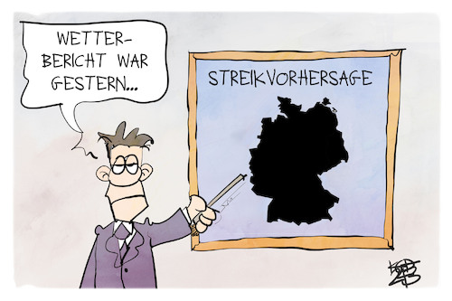 Cartoon: Streikvorhersage (medium) by Kostas Koufogiorgos tagged karikatur,koufogiorgos,streik,bericht,vorhersage,wetter,arbeitskampf,nachrichten,karikatur,koufogiorgos,streik,bericht,vorhersage,wetter,arbeitskampf,nachrichten