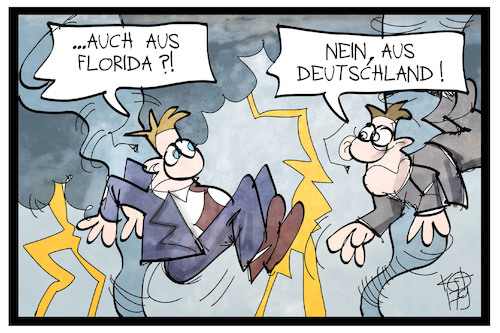 Cartoon: Sturm in Deutschland (medium) by Kostas Koufogiorgos tagged karikatur,koufogiorgos,illustration,cartoon,deutschland,wetter,sturm,florida,hurricane,sebsatian,irma,klima,karikatur,koufogiorgos,illustration,cartoon,deutschland,wetter,sturm,florida,hurricane,sebsatian,irma,klima