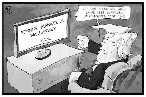 Cartoon: Trump guckt Wallander (medium) by Kostas Koufogiorgos tagged karikatur,koufogiorgos,illustration,cartoon,wallander,mankell,schweden,krimi,fernsehen,nachrichten,quelle,trump,fake,news,karikatur,koufogiorgos,illustration,cartoon,wallander,mankell,schweden,krimi,fernsehen,nachrichten,quelle,trump,fake,news