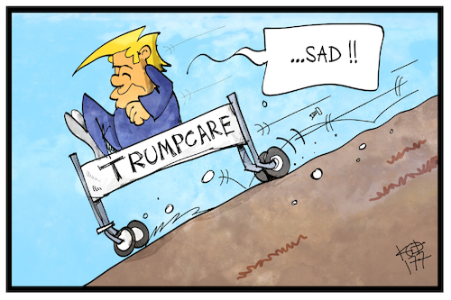 Cartoon: Trumpcare (medium) by Kostas Koufogiorgos tagged karikatur,koufogiorgos,illustration,cartoon,trumpcare,obamacare,statue,denkmal,scheitern,gesundheitsreform,usa,politik,karikatur,koufogiorgos,illustration,cartoon,trumpcare,obamacare,statue,denkmal,scheitern,gesundheitsreform,usa,politik