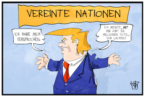 Cartoon: Trumps Tote (medium) by Kostas Koufogiorgos tagged karikatur,koufogiorgos,illustration,cartoon,trump,tote,un,sicherheitsrat,vereinte,nationen,witz,missverständnis,usa,lachen,humor,karikatur,koufogiorgos,illustration,cartoon,trump,tote,un,sicherheitsrat,vereinte,nationen,witz,missverständnis,usa,lachen,humor