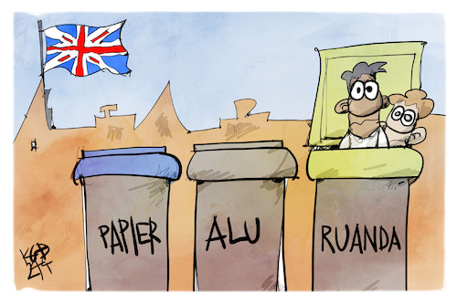 Cartoon: UK-Asylpolitik (medium) by Kostas Koufogiorgos tagged karikatur,koufogiorgos,uk,asylpolitik,ruanda,flüchtling,karikatur,koufogiorgos,uk,asylpolitik,ruanda,flüchtling