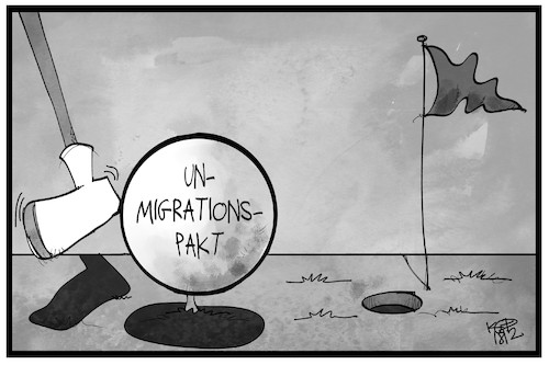 Cartoon: UN-Migrationspakt (medium) by Kostas Koufogiorgos tagged karikatur,koufogiorgos,illustration,cartoon,un,migration,migrationspakt,golf,ball,einlochen,vereinte,nationen,karikatur,koufogiorgos,illustration,cartoon,un,migration,migrationspakt,golf,ball,einlochen,vereinte,nationen