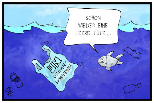 Cartoon: UN-Ozeankonferenz (medium) by Kostas Koufogiorgos tagged karikatur,koufogiorgos,illustration,cartoon,ozean,konferenz,meer,wasser,un,vereinte,nationen,fisch,tüte,plastik,verschmutzung,inhaltsleer,umwelt,umweltverschmutzung,karikatur,koufogiorgos,illustration,cartoon,ozean,konferenz,meer,wasser,un,vereinte,nationen,fisch,tüte,plastik,verschmutzung,inhaltsleer,umwelt,umweltverschmutzung