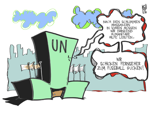 Cartoon: UN (medium) by Kostas Koufogiorgos tagged un,vereinte,nationen,syrien,fernseher,tv,fussball,em,bürgerkrieg,assad,karikatur,kostas,koufogiorgos,un,syrien,fernseher,tv,fussball,em,bürgerkrieg,assad