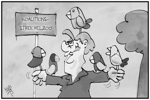 Cartoon: Unter bunten Koalitionsvögeln (medium) by Kostas Koufogiorgos tagged karikatur,koufogiorgos,illustration,cartoon,koalition,farben,papagei,vogel,zoo,merkel,karikatur,koufogiorgos,illustration,cartoon,koalition,farben,papagei,vogel,zoo,merkel