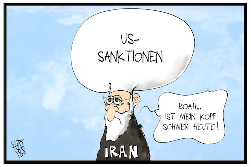 Cartoon: US-Sanktionen Iran (medium) by Kostas Koufogiorgos tagged karikatur,koufogiorgos,illustration,cartoon,druck,iran,turban,usa,sanktionen,wirtschaft,repressalien,karikatur,koufogiorgos,illustration,cartoon,druck,iran,turban,usa,sanktionen,wirtschaft,repressalien