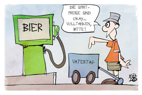 Cartoon: Vatertag (medium) by Kostas Koufogiorgos tagged karikatur,koufogiorgos,vatertag,himmelfahrt,bier,tanken,tankstelle,mann,feiertag,karikatur,koufogiorgos,vatertag,himmelfahrt,bier,tanken,tankstelle,mann,feiertag