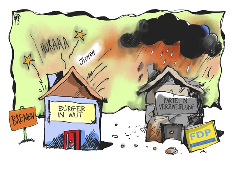 Cartoon: Wahl in Bremen (medium) by Kostas Koufogiorgos tagged biw,fdp,wut,verzweiflung,bremen,wahl,landtagswahl