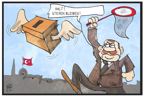 Cartoon: Wahl in der Türkei (medium) by Kostas Koufogiorgos tagged karikatur,koufogiorgos,illustration,cartoon,erdogan,tuerkei,wahl,präsident,wahlurne,fliegen,demokratie,einfangen,jagen,politik,karikatur,koufogiorgos,illustration,cartoon,erdogan,tuerkei,wahl,präsident,wahlurne,fliegen,demokratie,einfangen,jagen,politik
