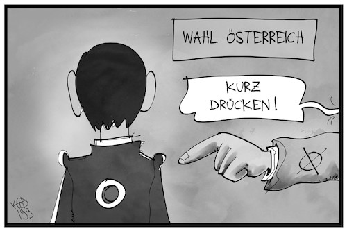 Cartoon: Wahl Österreich (medium) by Kostas Koufogiorgos tagged karikatur,koufogiorgos,illustration,cartoon,wahl,österreich,kurz,demokratie,nationalrat,knopf,drücken,wähler,övp,europa,karikatur,koufogiorgos,illustration,cartoon,wahl,österreich,kurz,demokratie,nationalrat,knopf,drücken,wähler,övp,europa