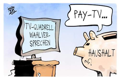 Cartoon: Wahlversprechen (medium) by Kostas Koufogiorgos tagged karikatur,koufogiorgos,wahlversprechen,haushalt,sparschwein,pay,tv,quadrell,geld,karikatur,koufogiorgos,wahlversprechen,haushalt,sparschwein,pay,tv,quadrell,geld