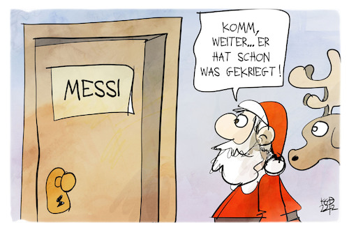 Cartoon: Weihnachten für Messi (medium) by Kostas Koufogiorgos tagged karikatur,koufogiorgos,messi,geschenk,wm,santa,weihnachtsmann,rentier,weihnachten,karikatur,koufogiorgos,messi,geschenk,wm,santa,weihnachtsmann,rentier,weihnachten