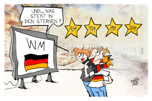 Cartoon: WM-Prognose (medium) by Kostas Koufogiorgos tagged karikatur,koufogiorgos,sterne,wm,fußball,fan,deutschland,karikatur,koufogiorgos,sterne,wm,fußball,fan,deutschland