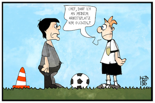 Cartoon: WM gucken (medium) by Kostas Koufogiorgos tagged karikatur,koufogiorgos,illustration,cartoon,wm,fussball,sport,löw,spieler,trainer,fernsehen,übertragung,fifa,weltmeisterschaft,arbeitsrecht,karikatur,koufogiorgos,illustration,cartoon,wm,fussball,sport,löw,spieler,trainer,fernsehen,übertragung,fifa,weltmeisterschaft,arbeitsrecht