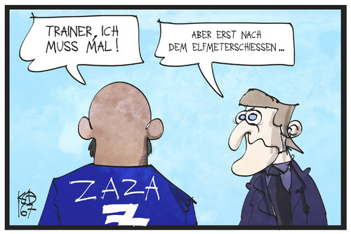 Cartoon: Zaza-Tanz (medium) by Kostas Koufogiorgos tagged karikatur,koufogiorgos,cartoon,illustration,italien,fussball,em,europameisterschaft,tor,zaza,conte,elfmeterschiessen,strafstoss,tanz,trippeln,karikatur,koufogiorgos,cartoon,illustration,italien,fussball,em,europameisterschaft,tor,zaza,conte,elfmeterschiessen,strafstoss,tanz,trippeln