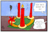 Cartoon: 1. Advent (small) by Kostas Koufogiorgos tagged karikatur,koufogiorgos,illustration,cartoon,advent,groko,jamaika,minderheitsregierung,adventskranz,kerze,feuer,flamme,erloschen,brennen