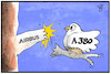 Cartoon: A 380-Ende (small) by Kostas Koufogiorgos tagged karikatur,koufogiorgos,illustration,cartoon,aus,airbus,flugzeug,a380,jumbo,jet,wirtschaft,eads