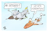 Cartoon: Air Defender (small) by Kostas Koufogiorgos tagged karikatur,koufogiorgos,air,defender,letzte,generation,privatjet,klima,protest,nato,übung,luftwaffe
