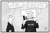 Cartoon: Altersarmut (small) by Kostas Koufogiorgos tagged karikatur,koufogiorgos,illustration,cartoon,umfrage,statistik,altersarmut,prognose,politiker,politik,geld