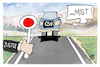 Cartoon: Asylverfahren (small) by Kostas Koufogiorgos tagged karikatur,koufogiorgos,asyl,grenze,dobrindt,csu,justiz,stopp