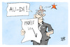Cartoon: Au-Di (small) by Kostas Koufogiorgos tagged karikatur,koufogiorgos,audi,au,gewinneinbruch,zeitung,autobauer