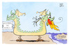 Cartoon: Baerbock in China (small) by Kostas Koufogiorgos tagged karikatur,koufogiorgos,baerbock,china,drache,taiwan