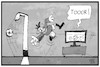 Cartoon: Bundesliga ohne Zuschauer (small) by Kostas Koufogiorgos tagged karikatur,koufogiorgos,illustration,cartoon,bundesliga,geisterspiel,zuschauer,fernsehen,fussball,spiel,sport,veranstaltung