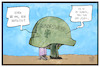 Cartoon: Bundeswehr-Skandal (small) by Kostas Koufogiorgos tagged karikatur,koufogiorgos,illustration,cartoon,von,der,leyen,inspektor,bundeswehr,helm,dunkelheit,aufklärung,skandal