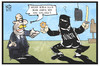 Cartoon: Burka-Verbot (small) by Kostas Koufogiorgos tagged karikatur,koufogiorgos,illustration,cartoon,burka,niqab,verschleierung,ninja,kämpfer,anzug,islam,verbot,religion,toleranz,politik