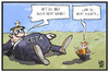 Cartoon: CETA (small) by Kostas Koufogiorgos tagged karikatur,koufogiorgos,illustration,cartoon,ceta,kanada,eu,europa,wallonie,david,goliath,freihandel,abkommen,wirtschaft