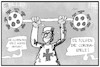 Cartoon: Corona-Spiele (small) by Kostas Koufogiorgos tagged karikatur,koufogiorgos,illustration,cartoon,corona,spiele,olympia,pandemie,virus,arzt,gewicht,stemmen,kraftakt,olympische,gesundheitswesen,anstrengung