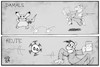 Cartoon: Corona go (small) by Kostas Koufogiorgos tagged karikatur,koufogiorgos,illustration,cartoon,corona,app,pokemon,go,spiel,pandemie,technik,handy,damals,heute