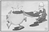 Cartoon: Corona in England (small) by Kostas Koufogiorgos tagged karikatur,koufogiorgos,illustration,cartoon,johnson,england,könig,virus,diener,pandemie