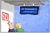 Cartoon: DB-Fahrplanwechsel (small) by Kostas Koufogiorgos tagged karikatur,koufogiorgos,illustration,cartoon,db,bahn,fahrplan,wechsel,verspätung,fahrgast,passagier,infrastruktur,panne,pünklichkeit