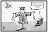 Cartoon: De Maiziere (small) by Kostas Koufogiorgos tagged karikatur,koufogiorgos,illustration,cartoon,maiziere,schaeuble,vogel,vogelscheuche,syrien,familiennachzug,union,cdu,flüchtlingspolitik,innenminister