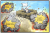 Cartoon: Deutschland streikt (small) by Kostas Koufogiorgos tagged karikatur,koufogiorgos,illustration,cartoon,streik,kita,bahn,gdl,post,michel,deutschland,kapitulation,arbeitskampf,arbeit,politik,einschlag,konflikt
