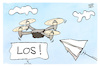 Cartoon: Drohnenabwehr (small) by Kostas Koufogiorgos tagged karikatur,koufogiorgos,drohne,abwehr,papierflieger,sicherheit